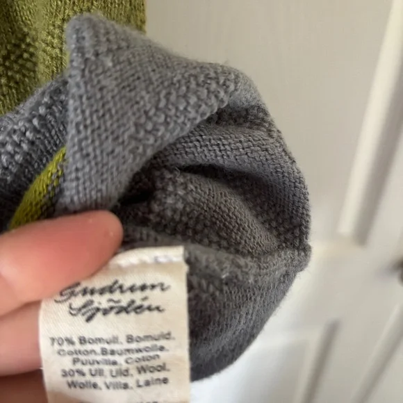 Wool cotton blend knit Mock Roll Neck Colorblock Gudrun Sjoden Dress Size Small - Picture 5 of 6